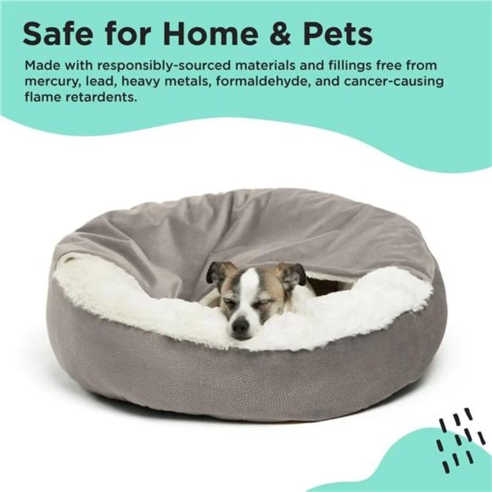 Small Dog Bed Pet Bed Canopy Pet Cave 22in Round Small Dog Cave
